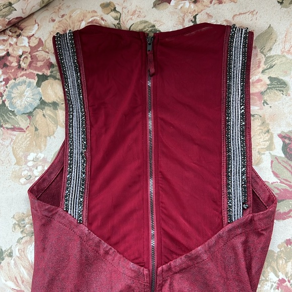 Guess Halter Red Mini Dress with Jewels and Mesh Back - Picture 6 of 12